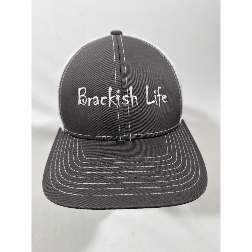 Brackish Life Trucker Hat Brown Mesh Snapback Cap Outdoor Fishing Lifestyle